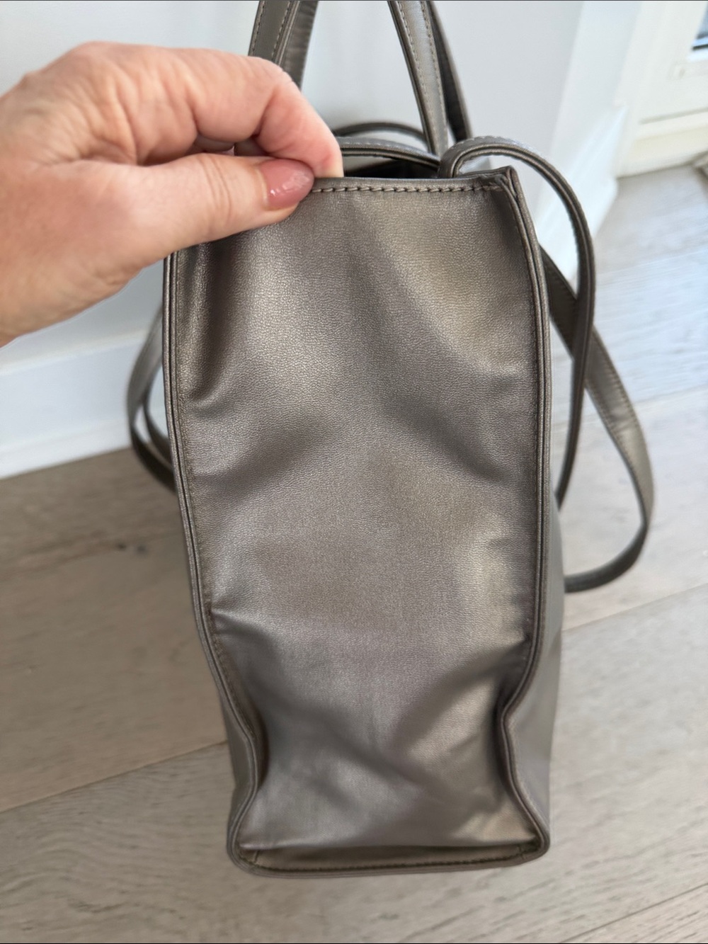 Telfar Metallic Pewter Logo Tote - Picture 4 of 9